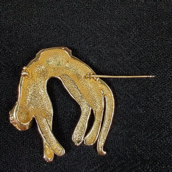 Vintage Panther Brooch Clear Rhinestone Crystal Eyes Metal Pin Retro Gold Tone - Picture 5 of 9